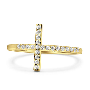 Half Eternity Natural Diamond Cross Ring